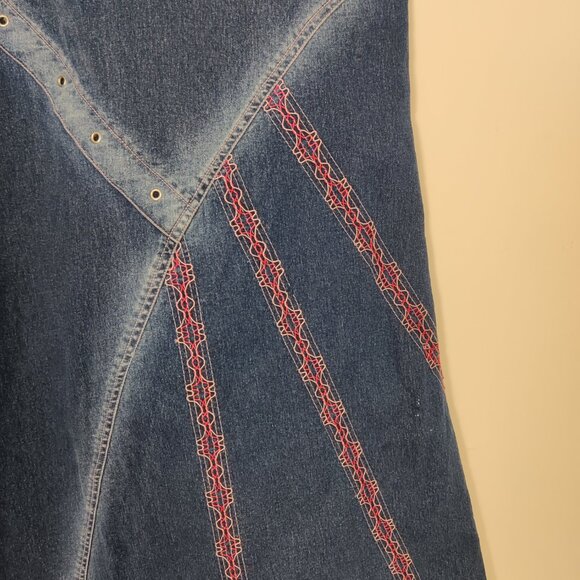 YLKD Yilukadan Women's Skirt Size S Blue Denim Vintage 90s Casual Embroidered - Picture 4 of 13